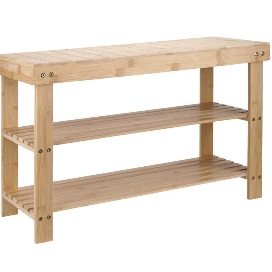 Bambusbænk m/2 hylder 70 x 25 x 45 cm
