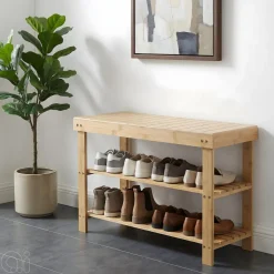 Bambusbænk m/2 hylder 70 x 25 x 45 cm