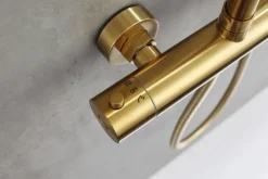 Brusesæt m/termostat Ø250 mm messingfinish