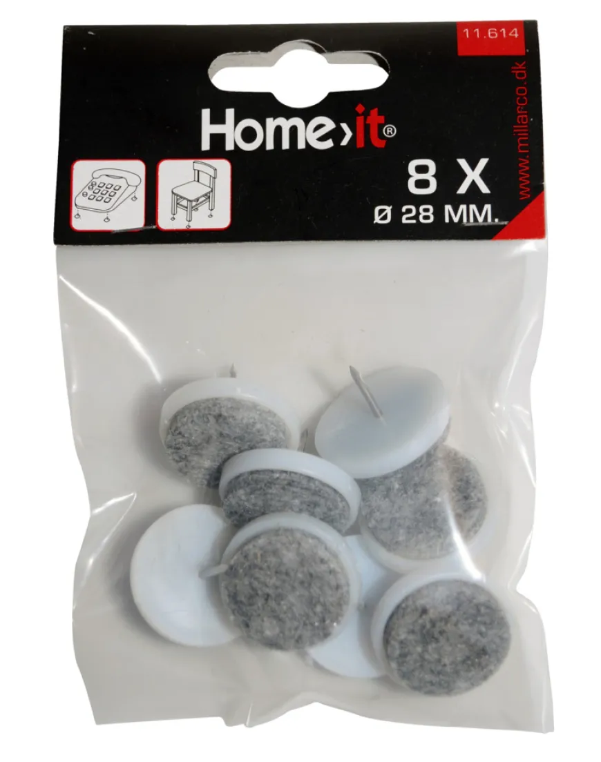 Filtpuder med søm Ø28 mm grå - 8 stk.