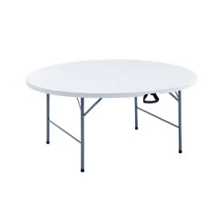 Foldebord Ø160 cm plast/stål hvid - Sunlife®