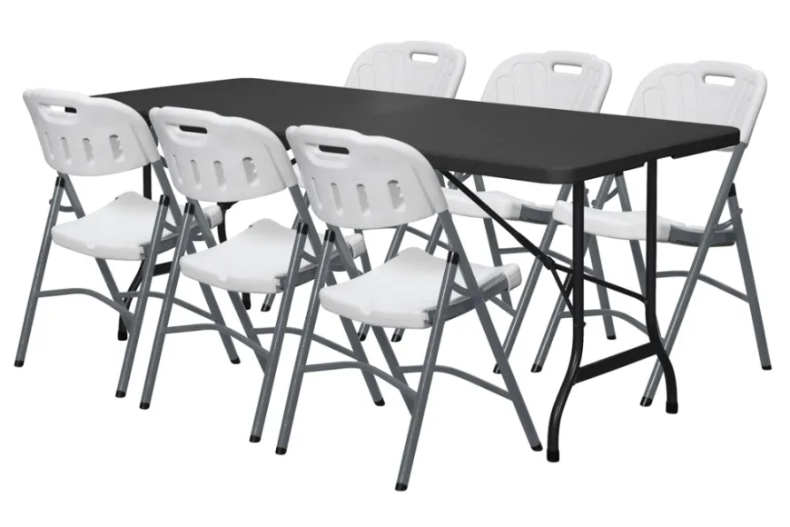 Foldebord metal/plast 180 x 75 cm sort