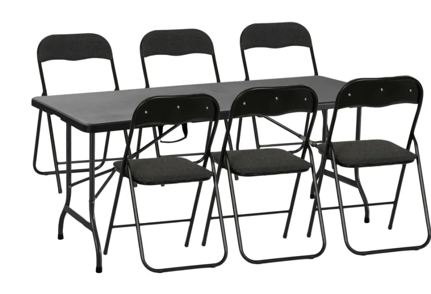 Foldebord metal/plast 180 x 75 cm sort