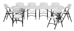 Foldebord stål/plast 240 x 70 cm hvid