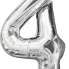 Folieballon nummer 4 H60 cm sølv