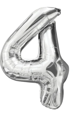 Folieballon nummer 4 H60 cm sølv