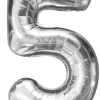 Folieballon nummer 5 H60 cm sølv