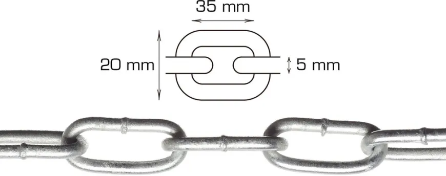 Galvaniseret kæde langleddet Ø5 mm x 2 meter