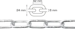 Galvaniseret kæde langleddet Ø6 mm x 5 meter