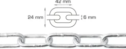 Galvaniseret kæde langleddet Ø6 mm x 2 meter