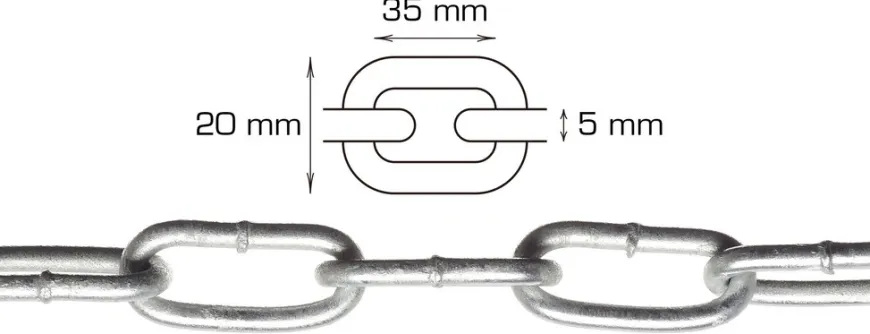 Galvaniseret kæde langleddet Ø5 mm x 5 meter