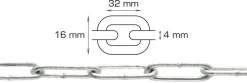Galvaniseret kæde langleddet Ø4 mm x 5 meter