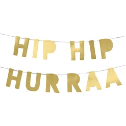 Guirlande i guld glitter med Hip Hip Hurra