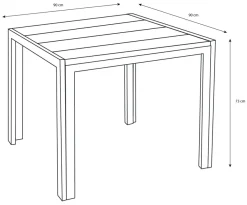 Havebord Havanna 90x90 cm i aluminium og nonwood - Sunlife®