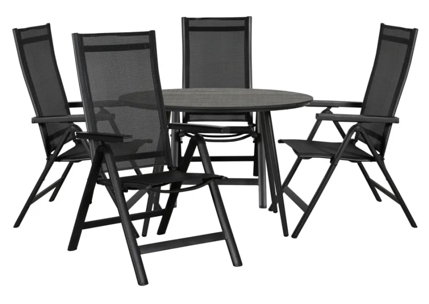 Havebord Madrid sort Ø110 cm - Sunlife®