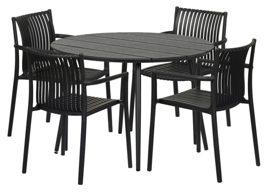 Havebord Madrid sort Ø110 cm - Sunlife®