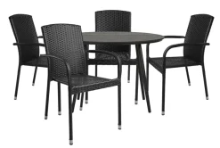 Havebord Madrid sort Ø110 cm - Sunlife®