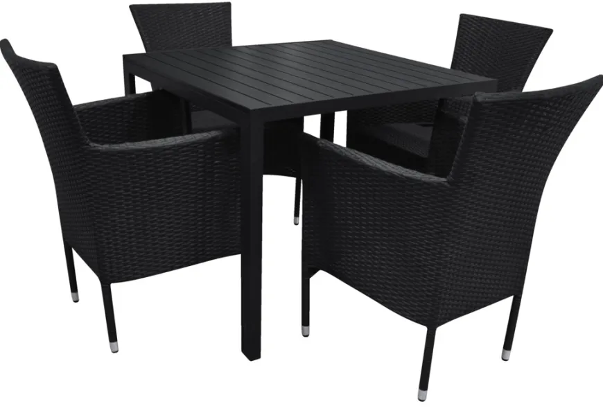 Havestol Bangkok i metal og sort polyrattan - Sunlife®