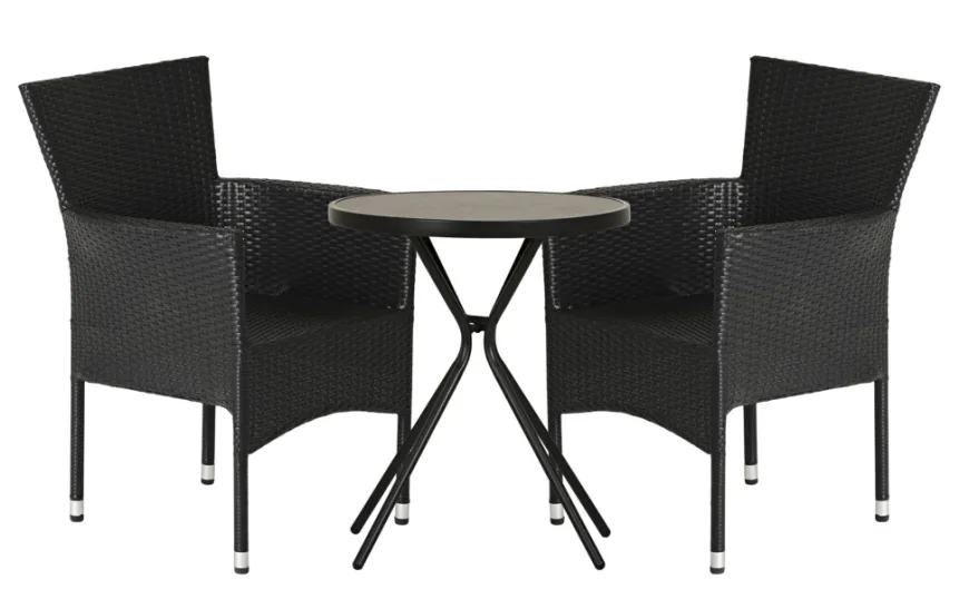 Havestol Bangkok i metal og sort polyrattan - Sunlife®