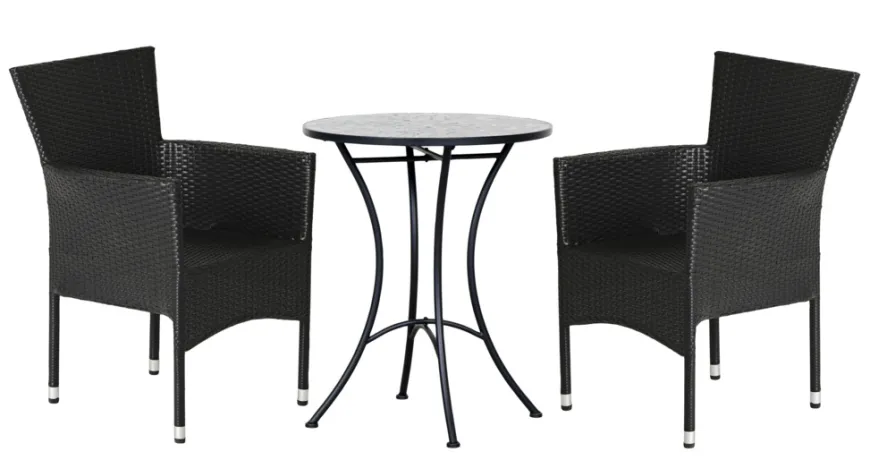 Havestol Bangkok i metal og sort polyrattan - Sunlife®