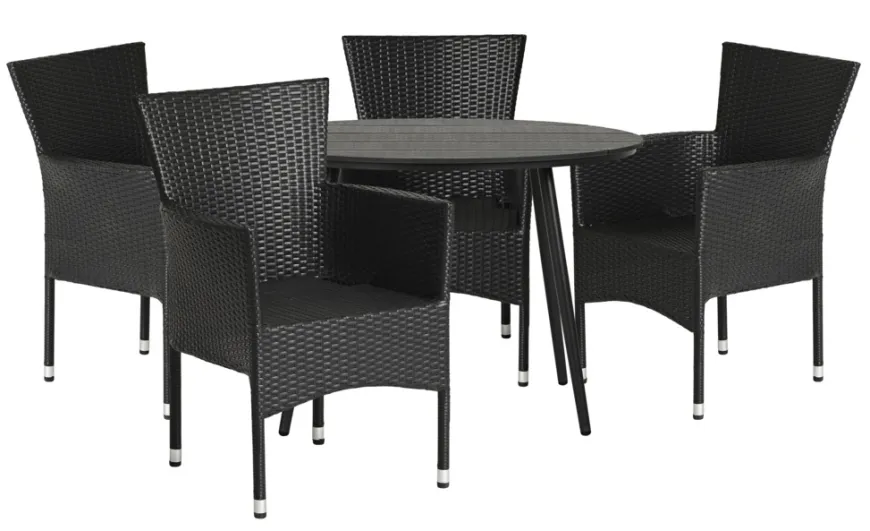Havestol Bangkok i metal og sort polyrattan - Sunlife®