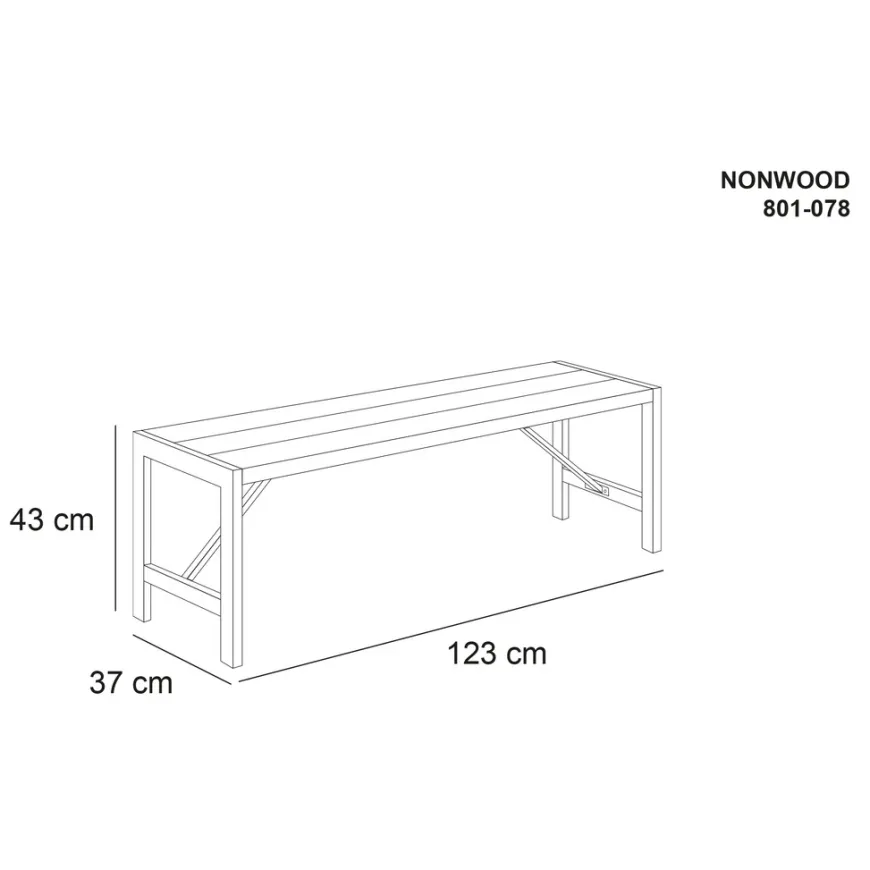 HORTUS bænk H-model nonwood antracitgrå 123 cm