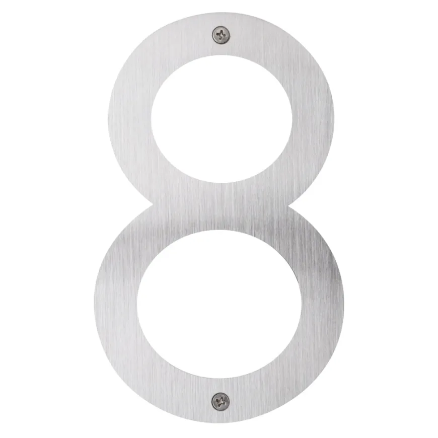 Husnummer 8 rustfrit stål 25 cm