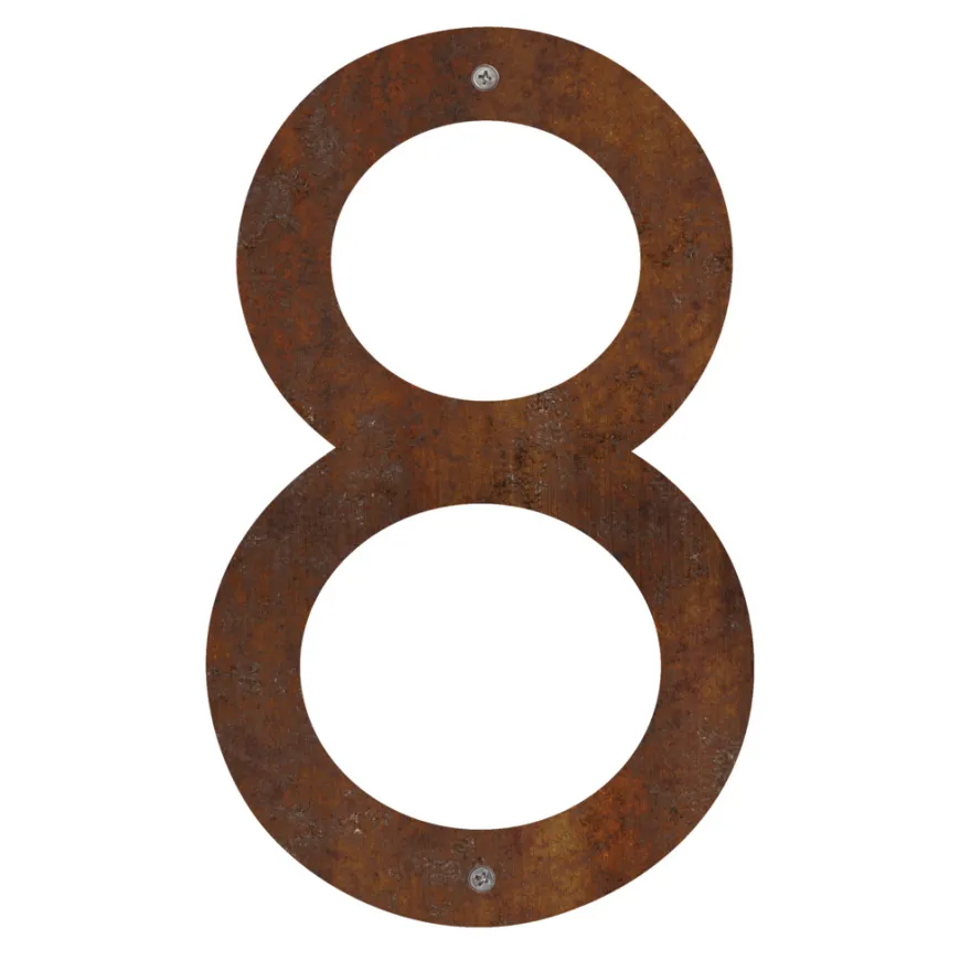 Husnummer 8 stål rustlook 40 cm