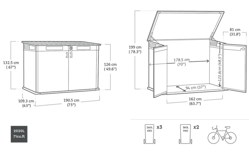 Keter opbevaringsskur Cortina Mega – 2020L