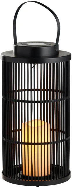 Lanterne med solceller sort Ø18 x 36 cm - Garden®