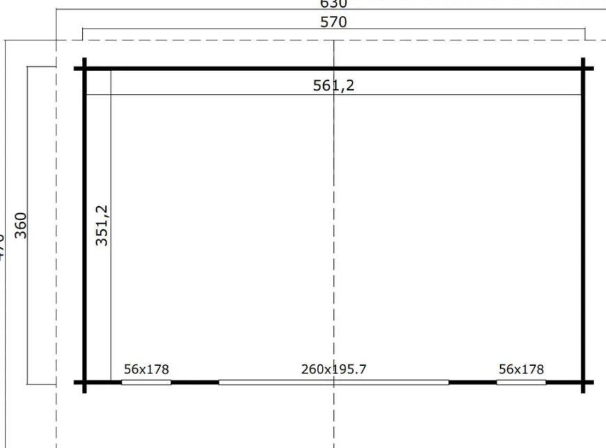 Lasita Maja Sussex 2 hytte 360 x 570 cm