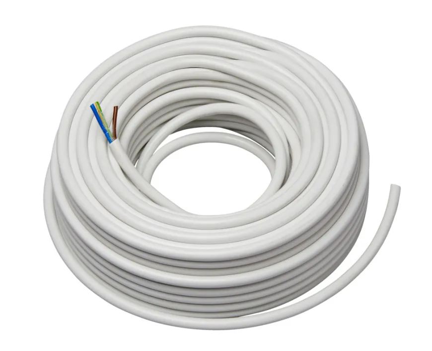 Ledning rund hvid 3 x 1,00 mm² 25 meter