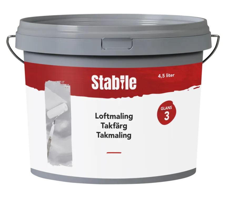 Loftmaling glans 3 hvid 4,5 liter - Stabile®