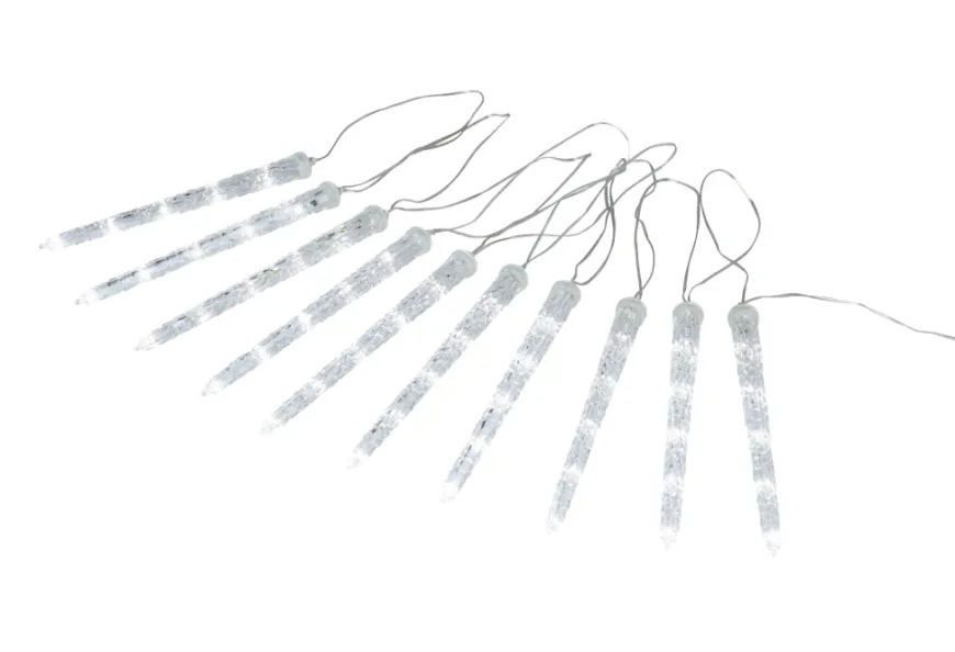 Lyskæde m/istapper 10 LED hvid 9,5 meter