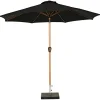 Markedsparasol Stockholm Ø300 cm sort/teak m/krank - Sunlife®
