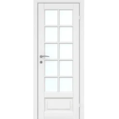 Massiv hvidmalet enkelt glasdør 82,5 x 204 cm