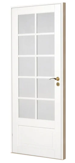 Massiv hvidmalet enkelt glasdør 72,5 x 204 cm
