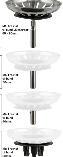 Multistrainer til køkkenvask - rustfrit stål