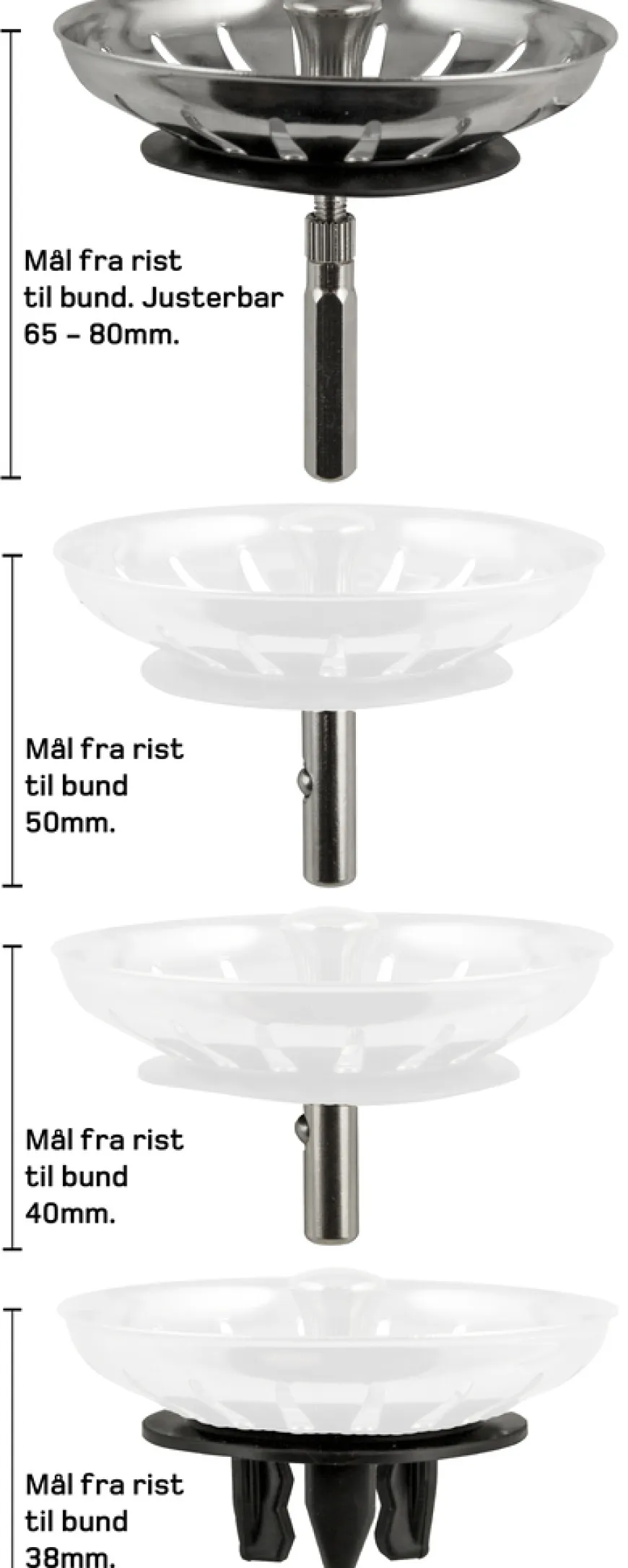 Multistrainer til køkkenvask - rustfrit stål