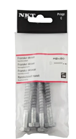 NKT Fasteners fransk skrue 8 x 80 mm - 4 stk.