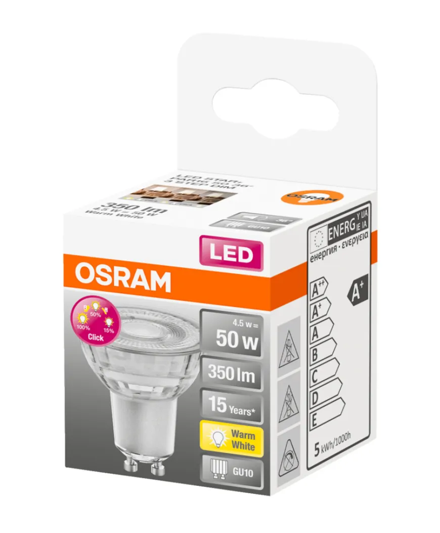 Osram LED Star+ PAR16 dæmpbar 4,5 W GU10