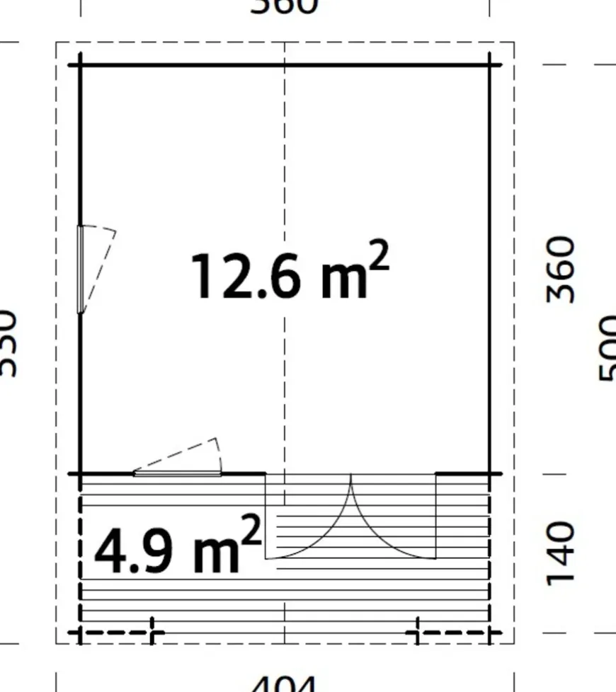 Palmako hytte Kristian 12,6 m² 360 x 360 cm