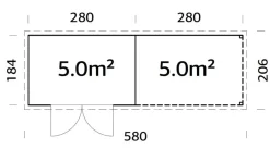 Palmako redskabsrum m/pergola Alma 560 x 184 cm
