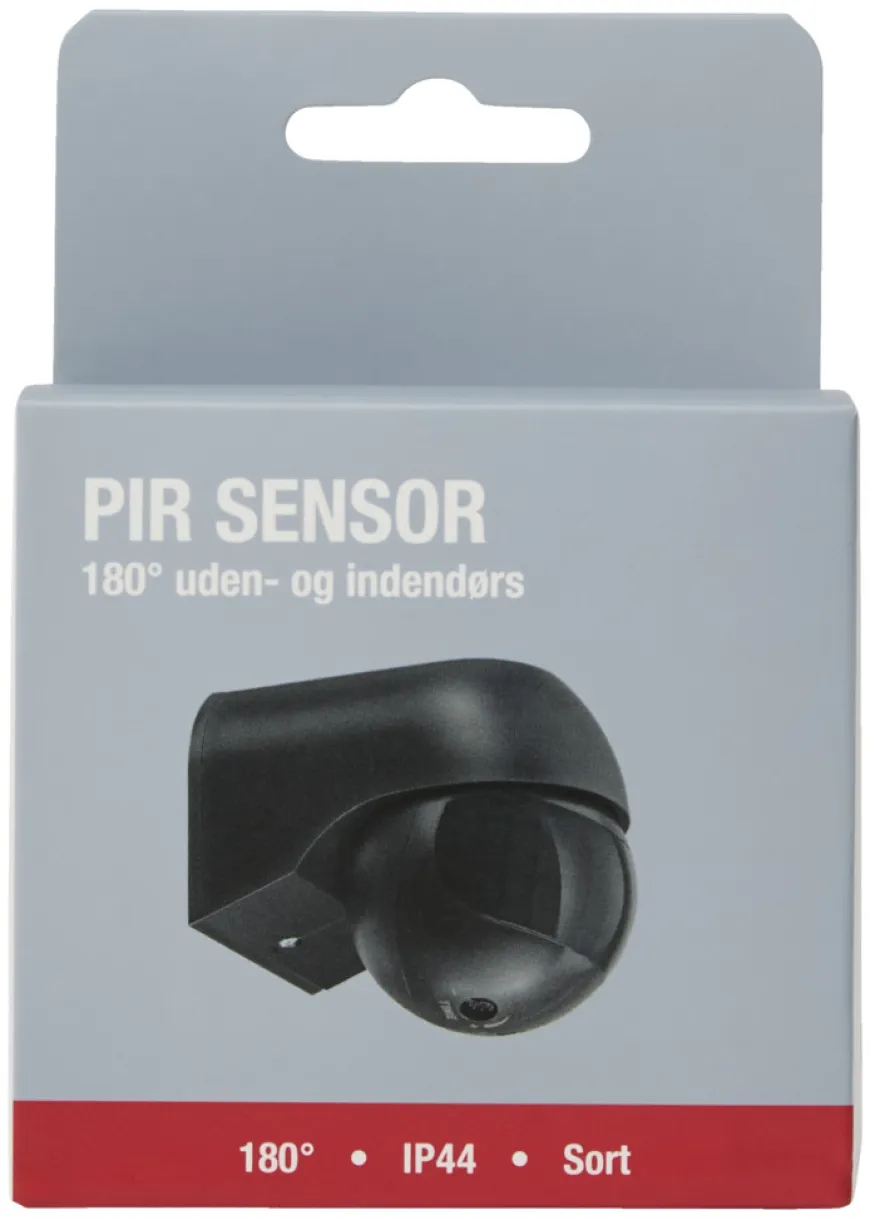 PIR-sensor 180° indendørs/udendørs sort - Elworks