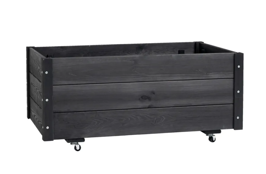 Plantekasse på hjul sort 94 x 54 x 45 cm