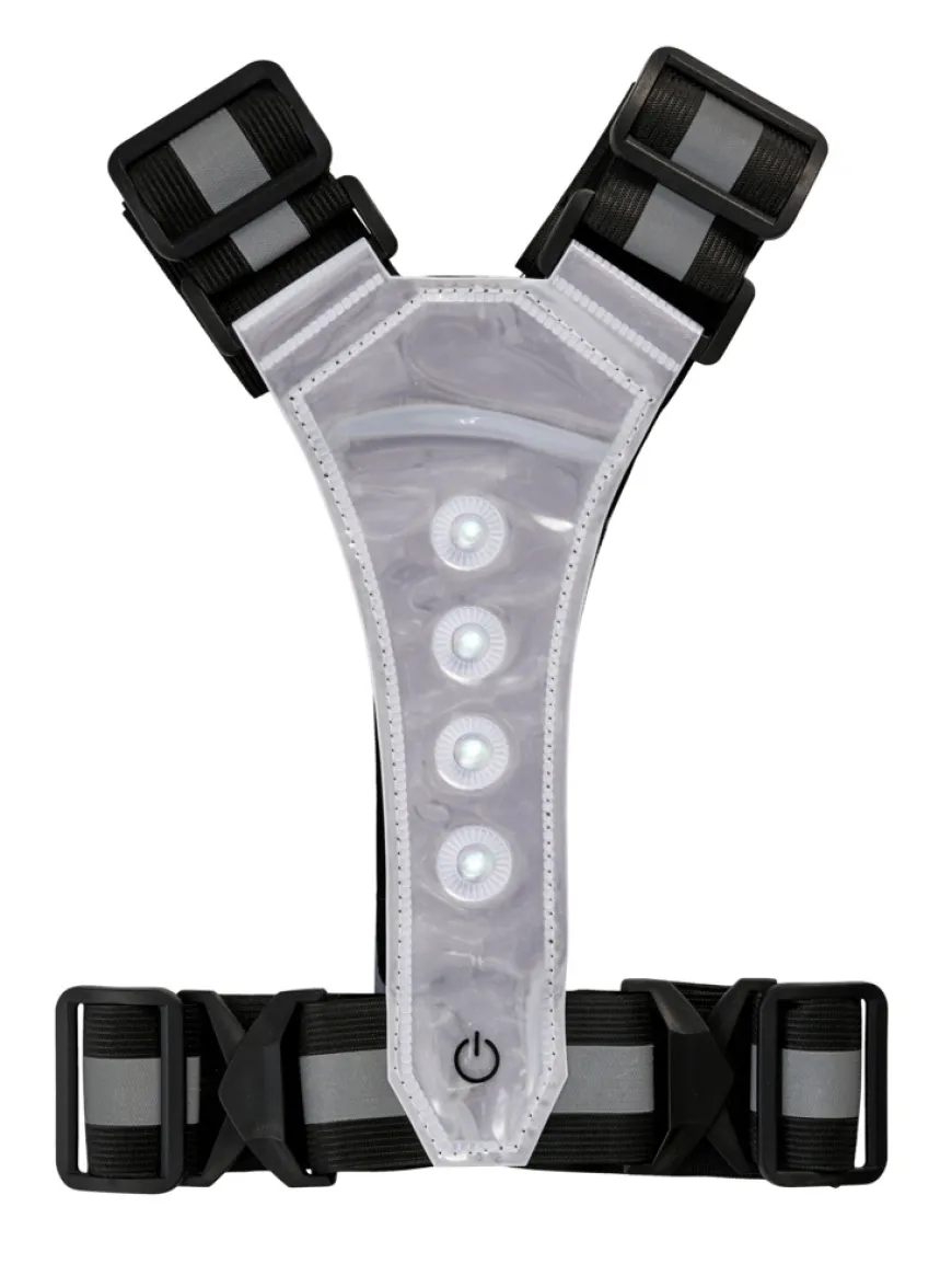 Refleksvest med LED sort/grå - BikeZone®