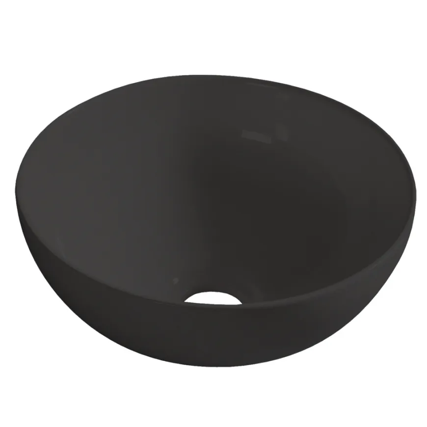 Rund porcelænsvask fritstående/topmonteret sort Ø40 cm