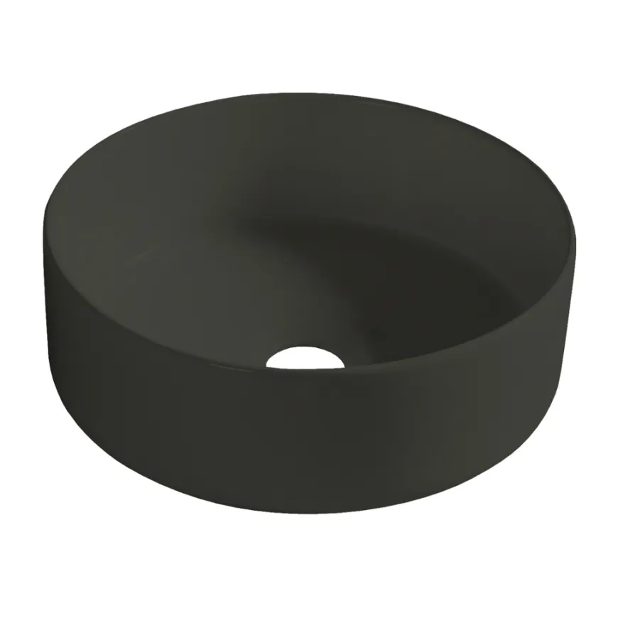 Rund porcelænsvask fritstående/topmonteret sort Ø36 cm