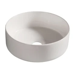 Rund porcelænsvask fritstående/topmonteret hvid Ø36 cm