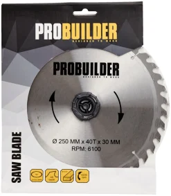 Rundsavsklinge Ø250 x 30 mm - 40T - Probuilder